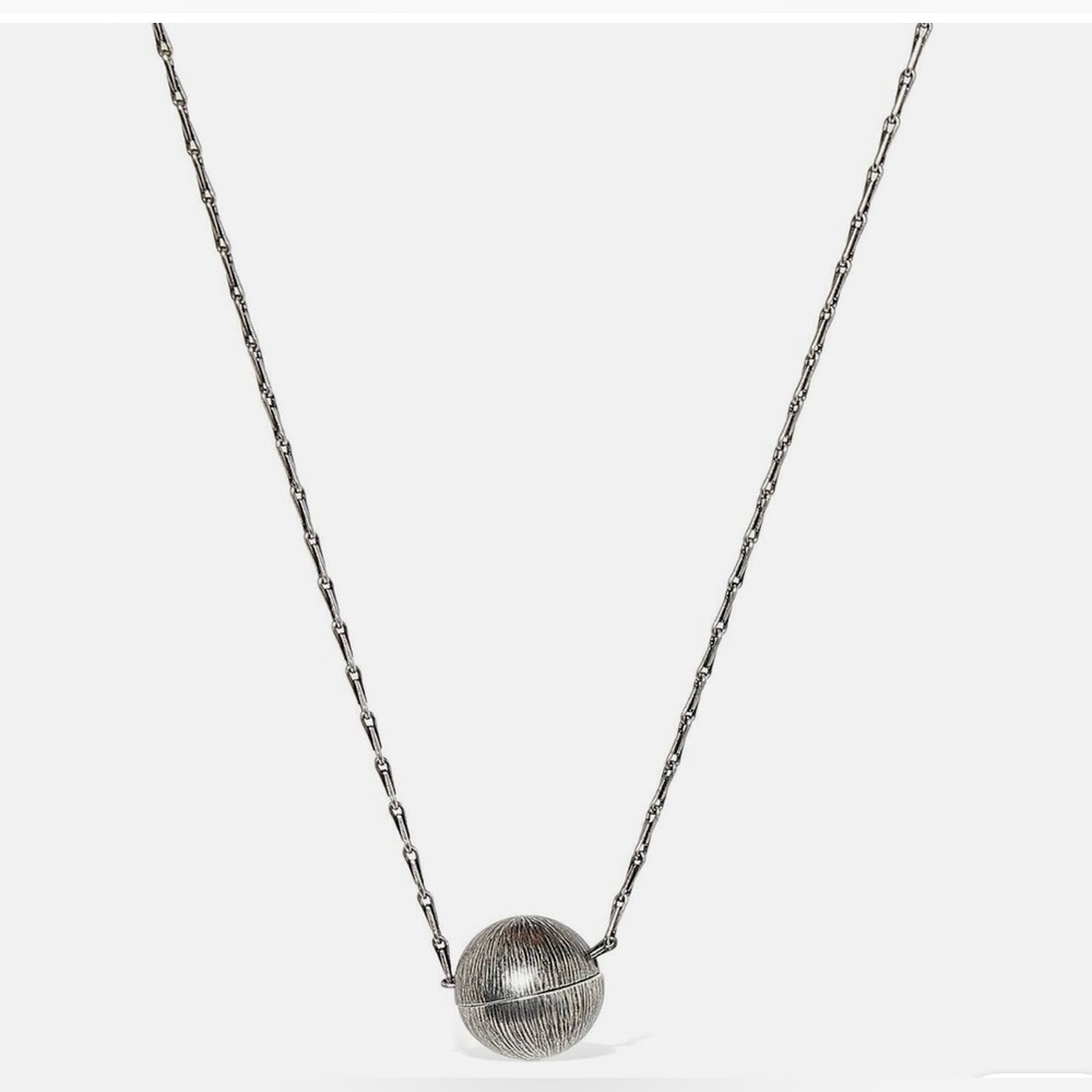 Saint Laurent Silver Ball Pendant Necklace Brand New